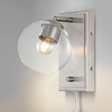 Hugo 6" Minimalist Modern Plug-In or Hardwired Adjustable Iron LED Wall Sconce with Rotary Dimmer - JONATHAN Y